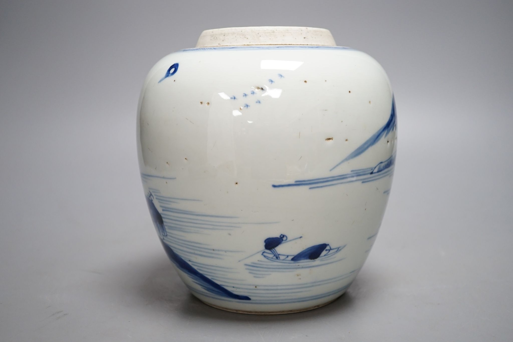 An 18th century Chinese blue and white ginger jar, 18cm